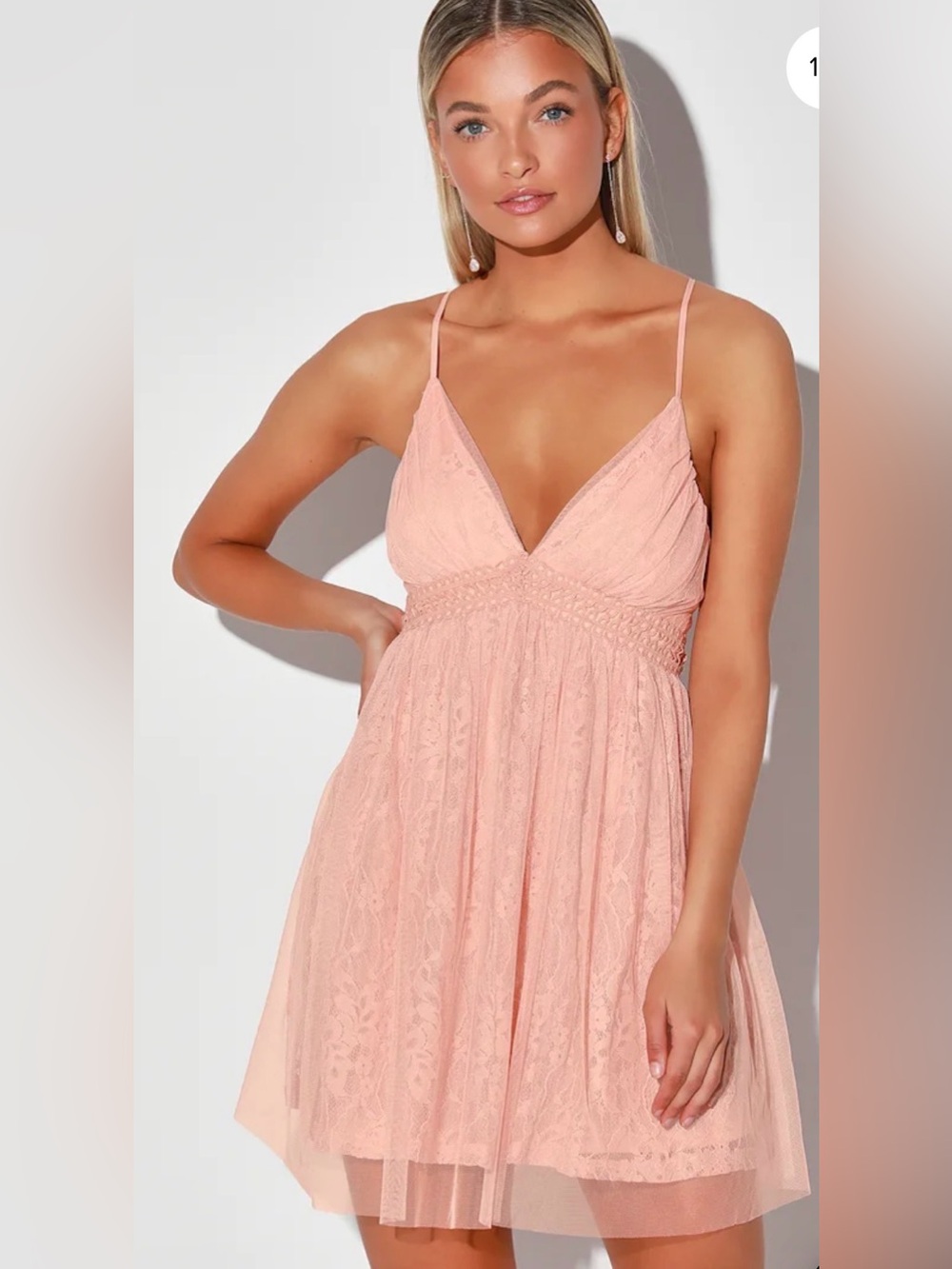 NWT Night of‎ Love Blush Pink Mesh Lace Sleeveless Skater Dress size medium